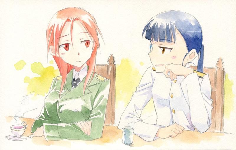 sakamoto mio and minna-dietlinde wilcke (world witches series and 1 more) drawn by agahari