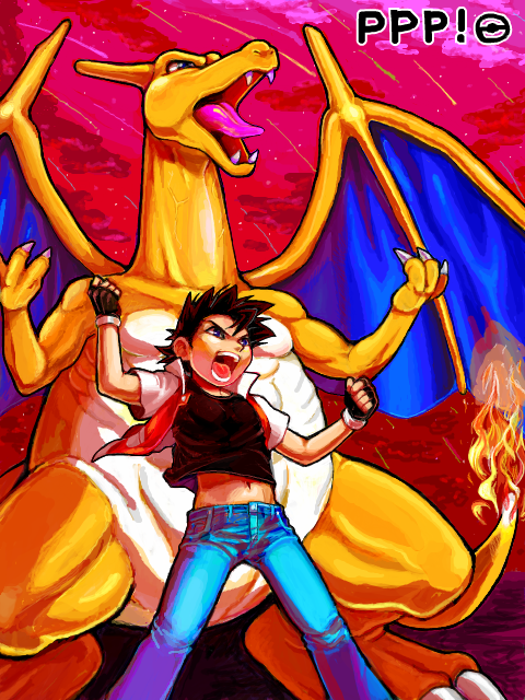 red and charizard (pokemon and 1 more) drawn by tsurupaki