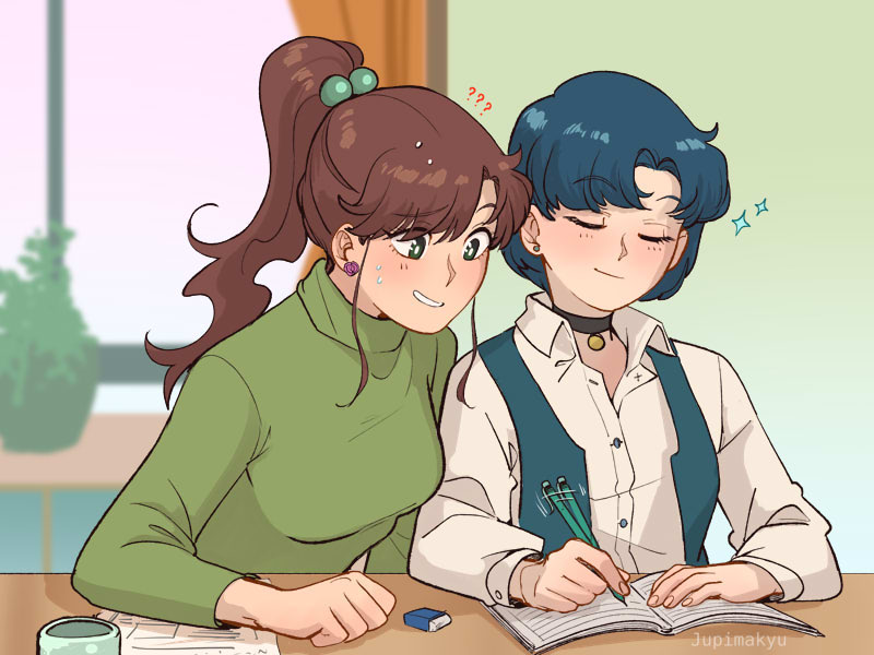 mizuno ami and kino makoto (bishoujo senshi sailor moon) drawn by ticcy