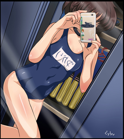akiyama yukari (girls und panzer) drawn by cyber_(cyber_knight)