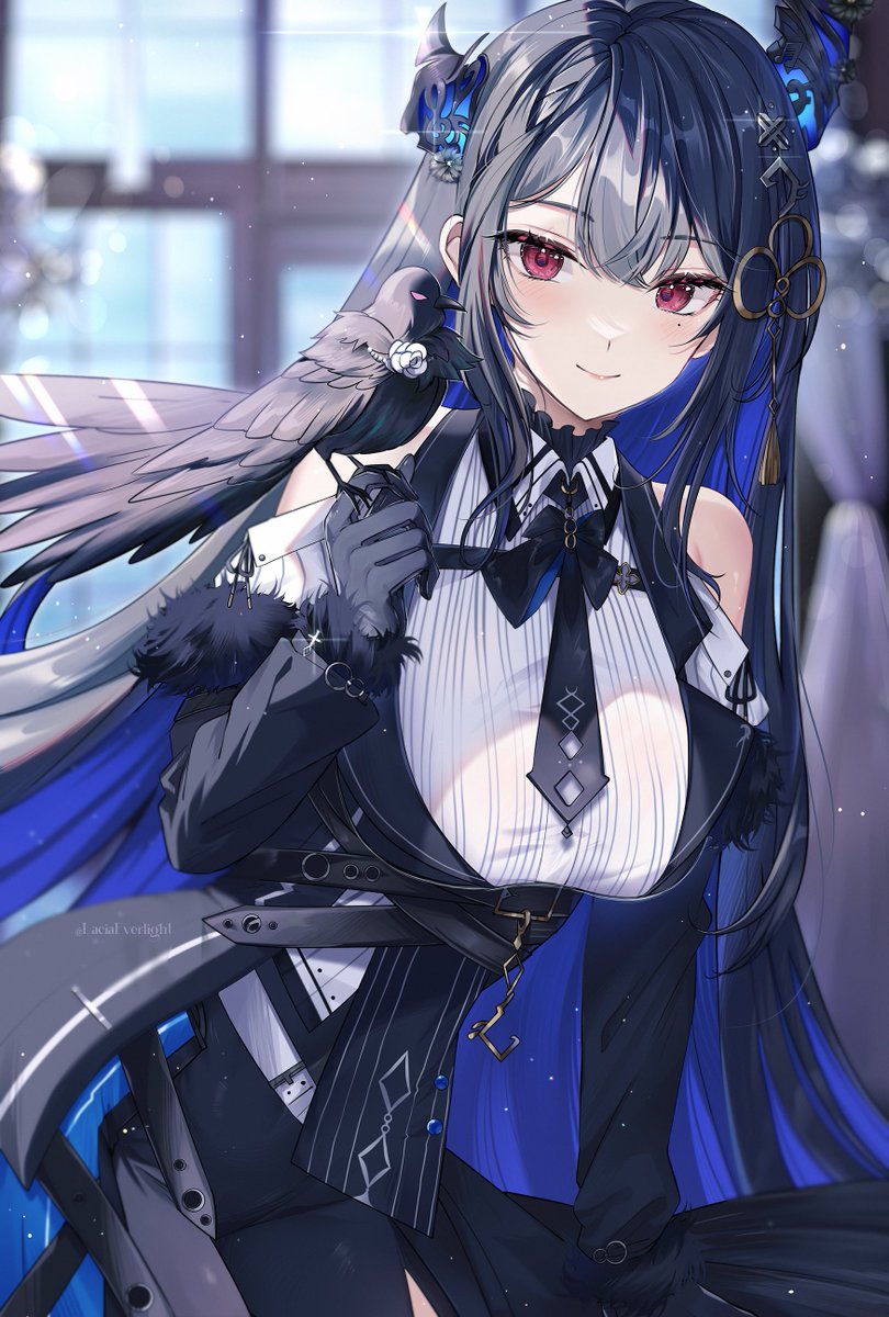 nerissa ravencroft and shadow (hololive and 1 more) drawn by lacia_everlight