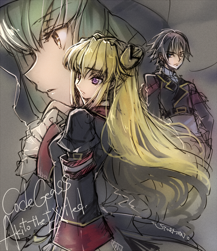 c.c., leila malcal, and hyuuga akito (code geass and 1 more) drawn by creayus