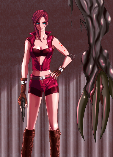 claire redfield and tyrant (resident evil and 1 more) drawn by ripper110