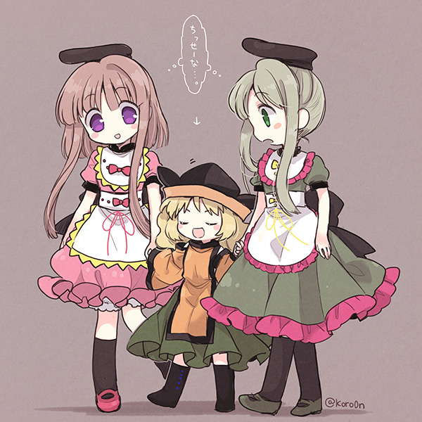 matara okina, nishida satono, and teireida mai (touhou) drawn by biyon