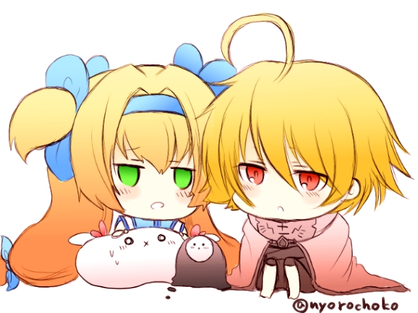 platinum the trinity, lambda-11, and arakune (blazblue) drawn by nyorochoko