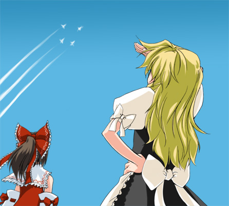 hakurei reimu and kirisame marisa (touhou) drawn by minato_akira