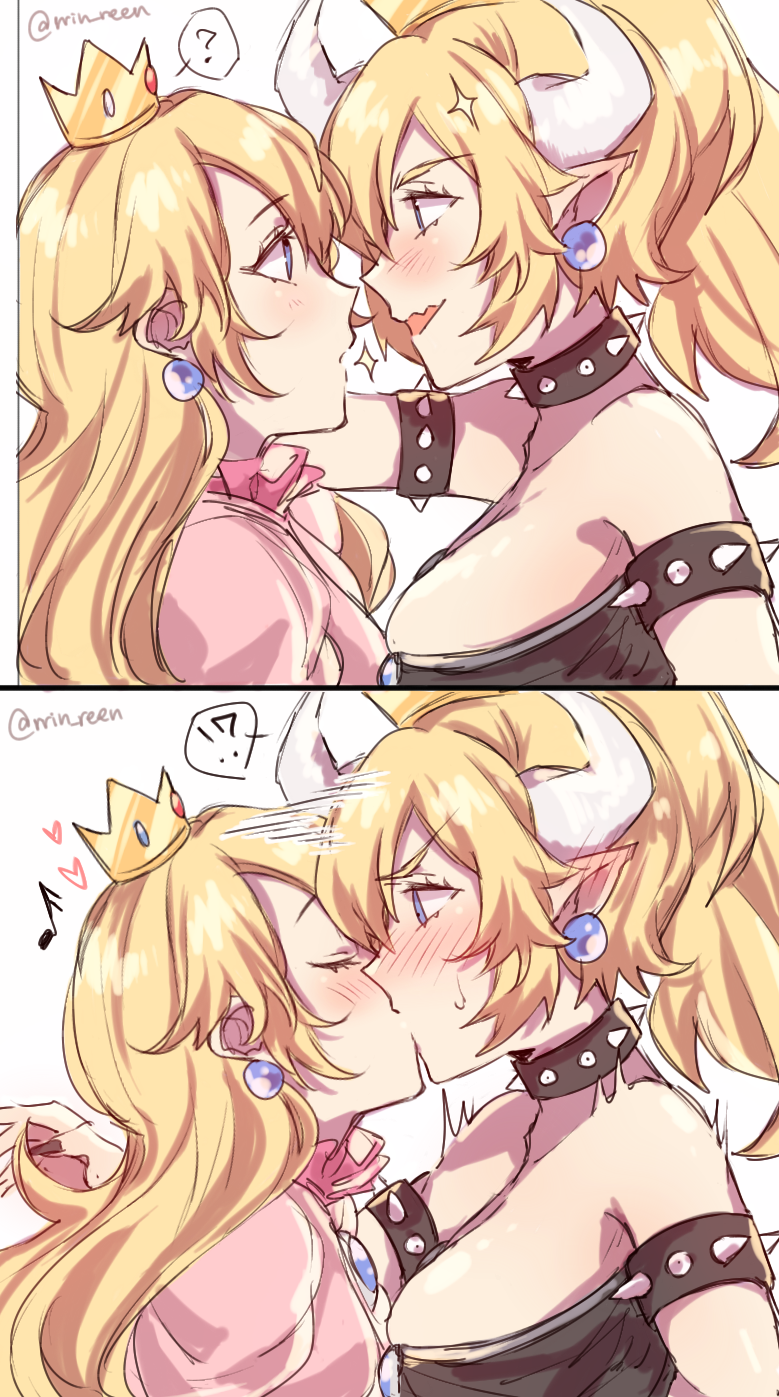 princess peach and bowsette (mario and 1 more) drawn by yukari_(bryleluansing)