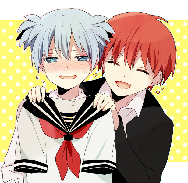 shiota nagisa and akabane karma (ansatsu kyoushitsu) drawn by yashiro_(daeki)