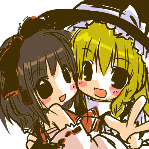 hakurei reimu and kirisame marisa (touhou) drawn by futami_yayoi