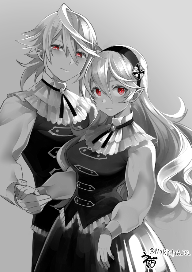 female corrin and male corrin (fire emblem and 1 more) drawn by negiwo