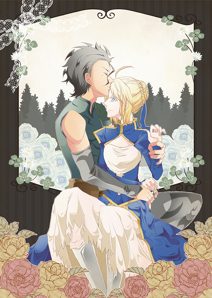 artoria pendragon, saber, and diarmuid ua duibhne (fate and 2 more) drawn by codroe0901