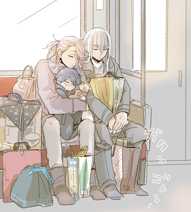 sayo samonji, souza samonji, and kousetsu samonji (touken ranbu) drawn by araragimine