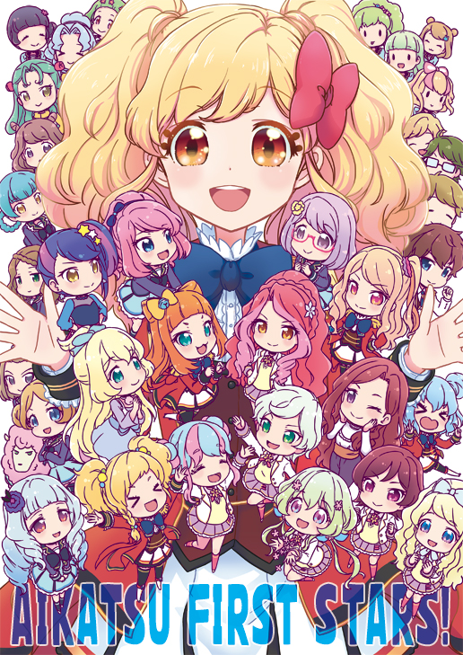 nijino yume, sakuraba rola, saotome ako, kasumi mahiru, shirogane lily, and 16 more (aikatsu! and 1 more) drawn by mizuki_maya