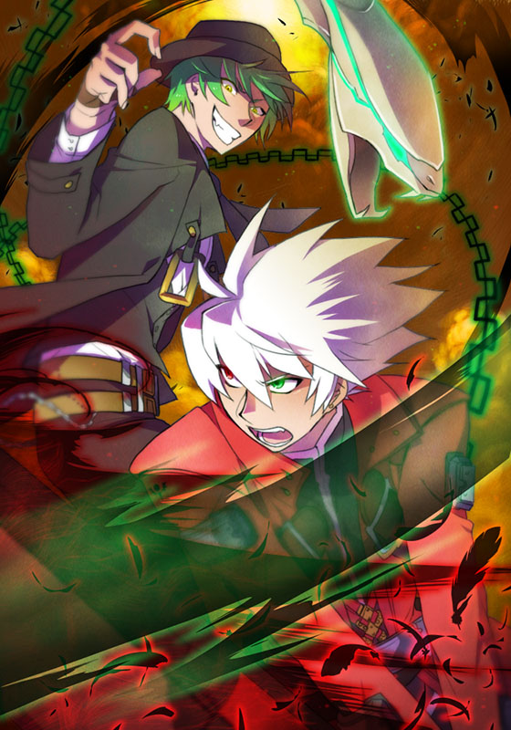 ragna the bloodedge and hazama (blazblue) drawn by hesocha