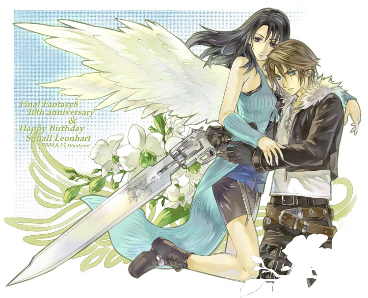 squall leonhart and rinoa heartilly (final fantasy and 1 more) drawn by hinokami