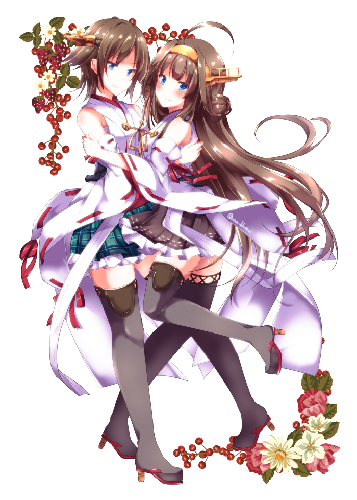 kongou, hiei, kongou kai ni, and hiei kai ni (kantai collection) drawn by sakura_romu