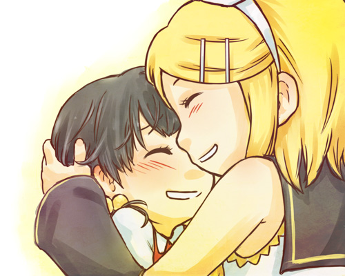kagamine rin and kaai yuki (vocaloid) drawn by momiji_rou
