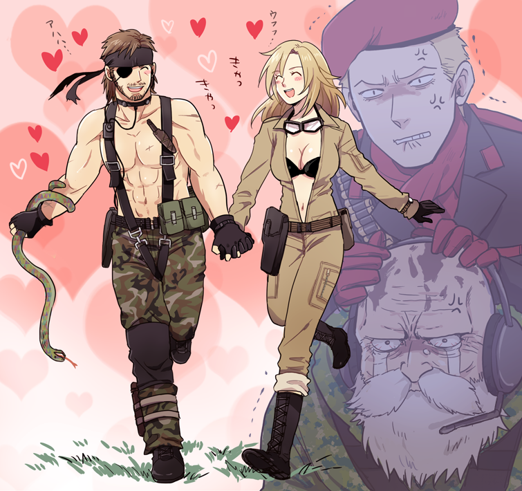 big boss, naked snake, revolver ocelot, eva, and the end (metal gear and 1 more) drawn by 50yen_(gojiue)