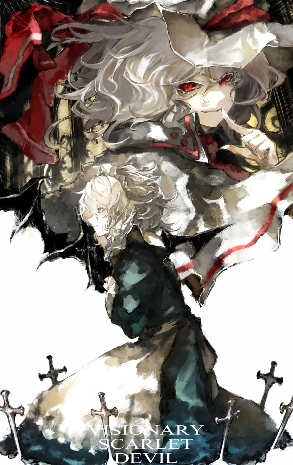 remilia scarlet and izayoi sakuya (touhou) drawn by fujinohara_akihira