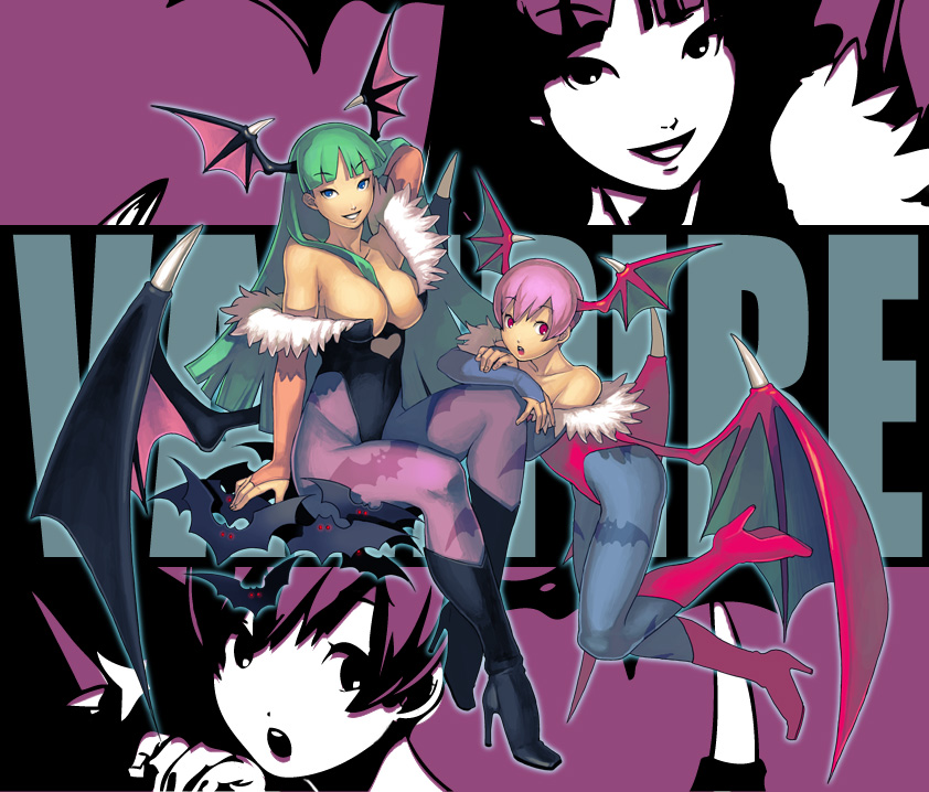 morrigan aensland and lilith (darkstalkers) drawn by juuden