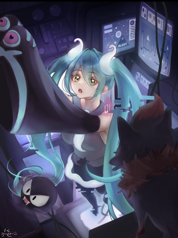 hatsune miku, gastly, zoroark, and ghost miku (pokemon and 2 more) drawn by chiseru_01