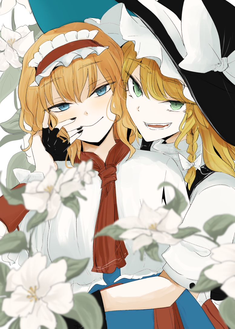 kirisame marisa and alice margatroid (touhou) drawn by necro_(nekurodayo)