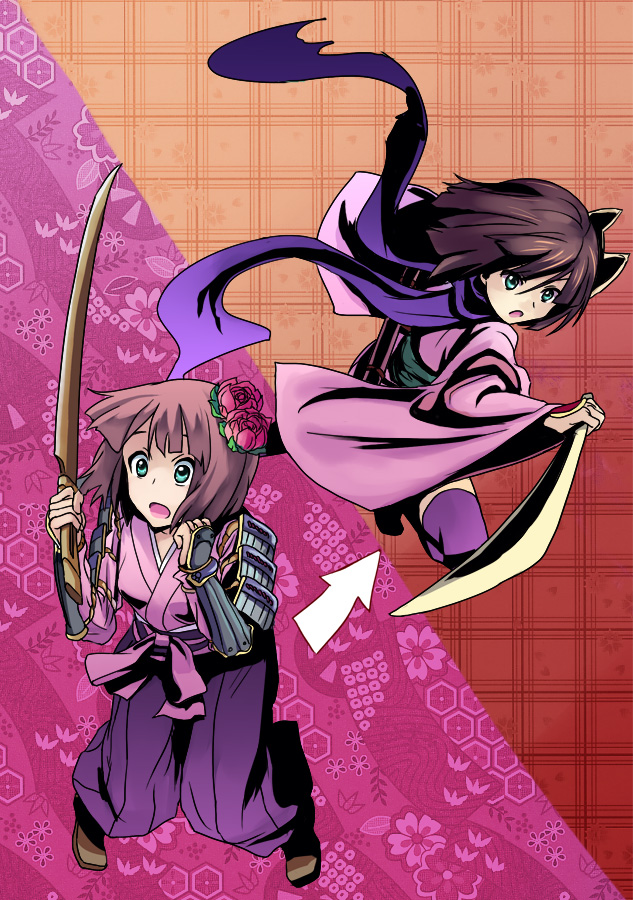 bushidou, shinobi, shinobi 4, and bushidou 4 (sekaiju no meikyuu and 1 more) drawn by iiru