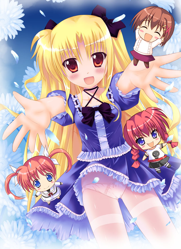 fate testarossa, takamachi nanoha, yagami hayate, and vita (lyrical nanoha and 2 more) drawn by kouzuki_hajime