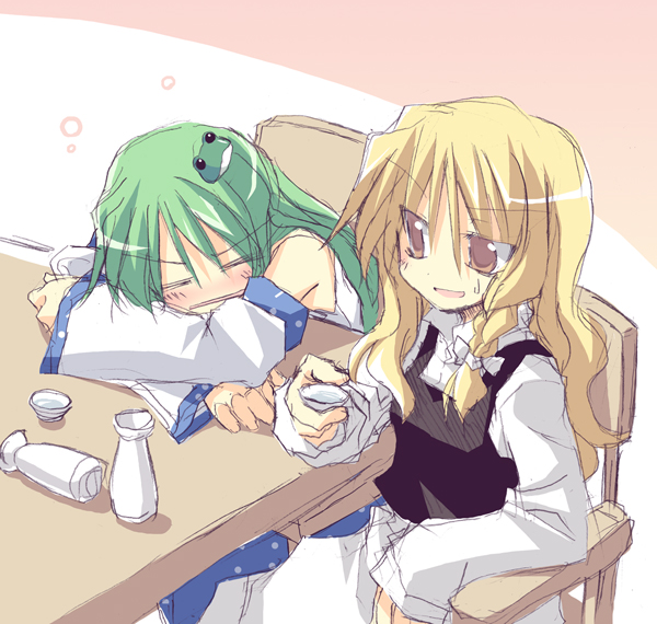 kirisame marisa and kochiya sanae (touhou) drawn by satou_kibi