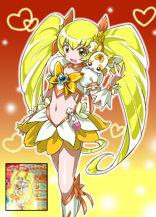 myoudouin itsuki, cure sunshine, and potpourri (precure and 1 more) drawn by rohitsuka