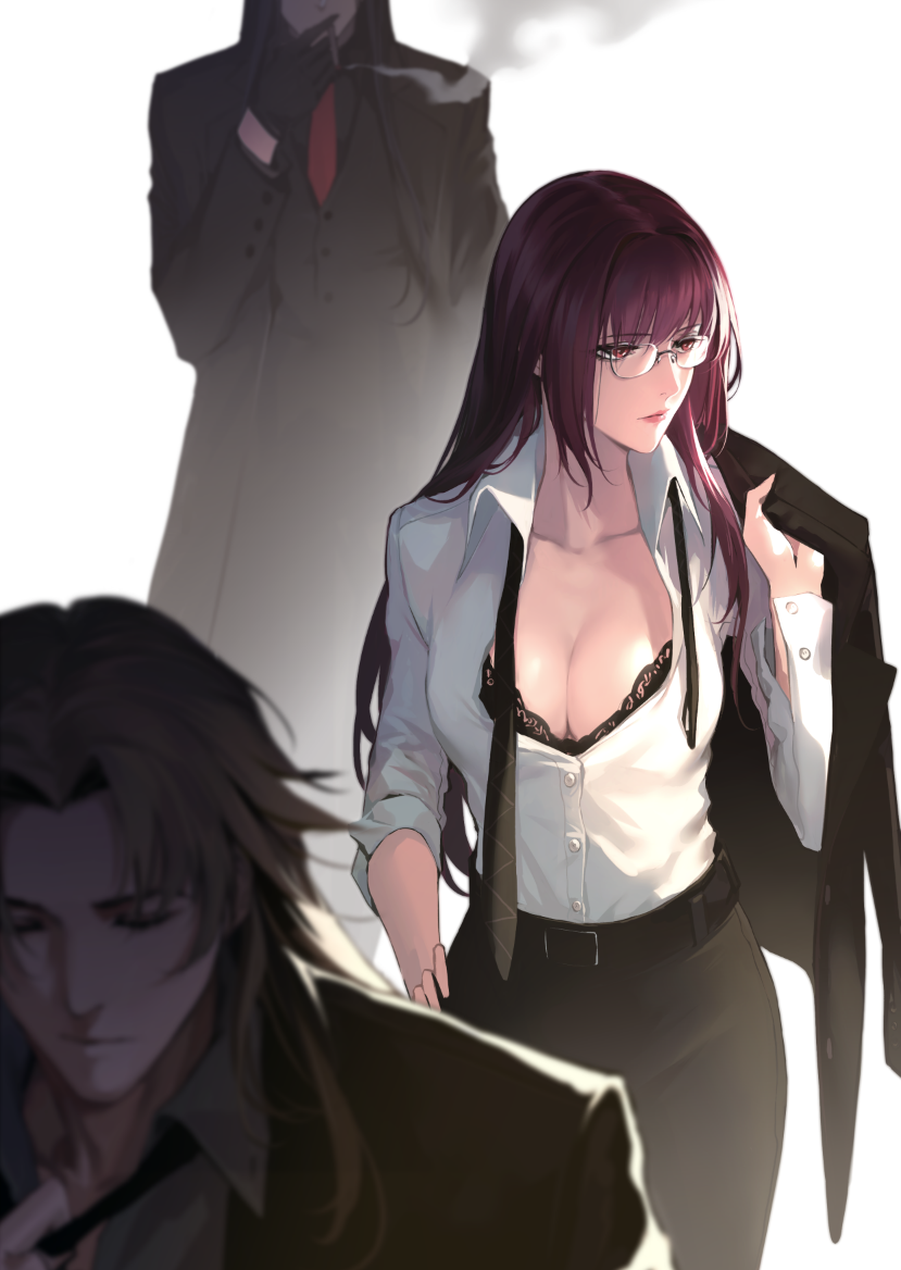 scathach, waver velvet, lord el-melloi ii, and chiron (fate and 1 more) drawn by reroi