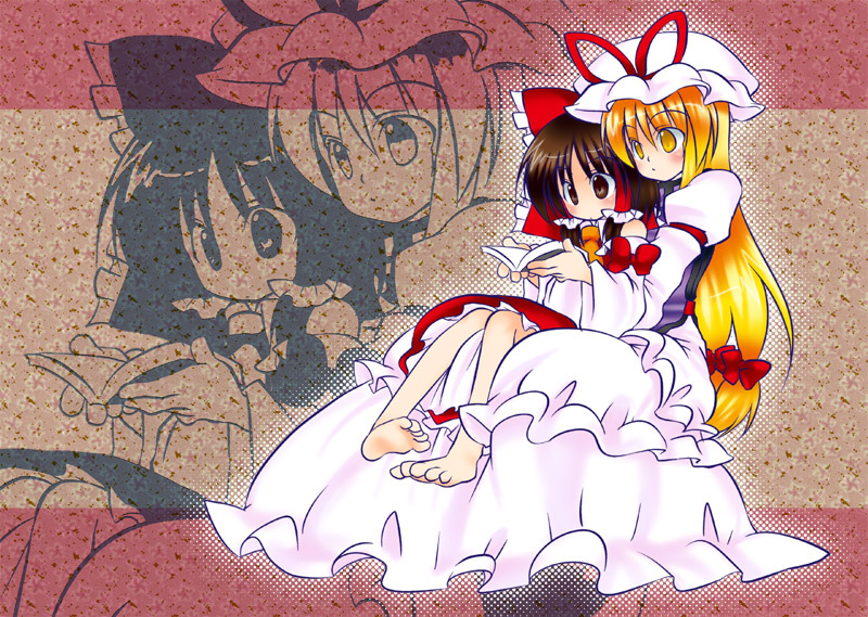hakurei reimu and yakumo yukari (touhou) drawn by tachibanajin