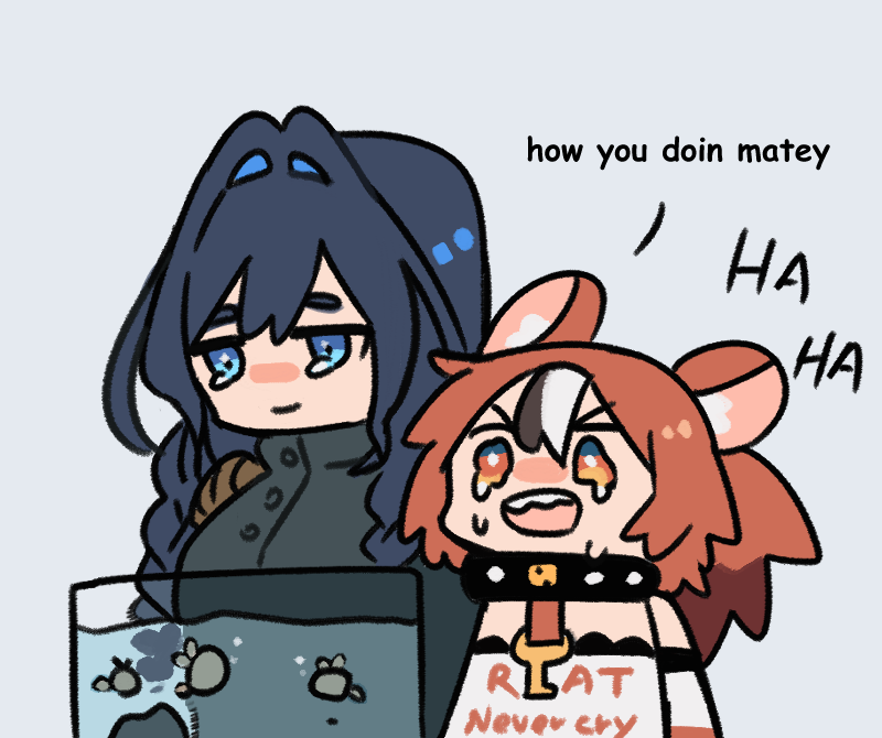 ouro kronii and hakos baelz (hololive and 1 more) drawn by fongban_illust