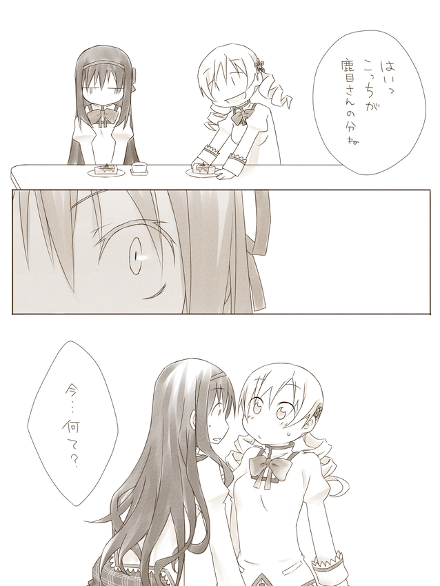 akemi homura and tomoe mami (mahou shoujo madoka magica) drawn by tori_(torashimaneko)
