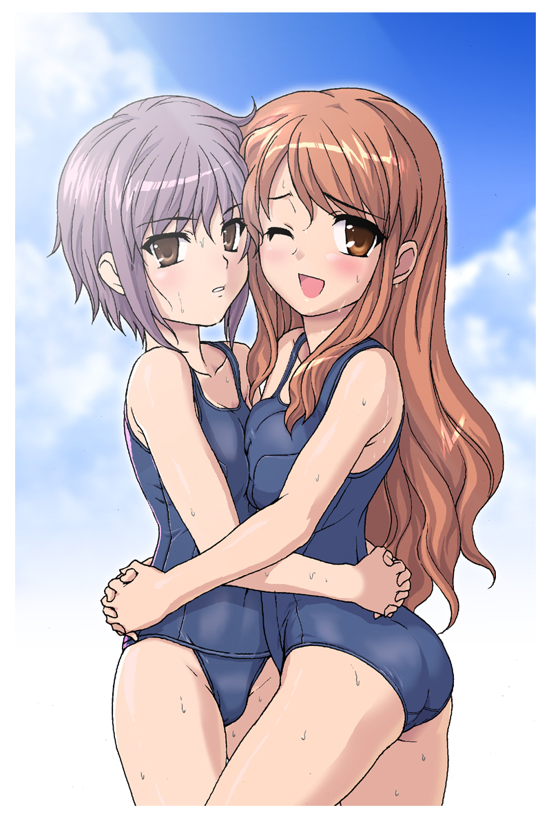 nagato yuki and asahina mikuru (suzumiya haruhi no yuuutsu) drawn by g-tetsu