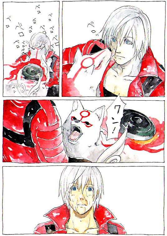 dante and amaterasu (devil may cry and 4 more) drawn by ippongui and kurosu