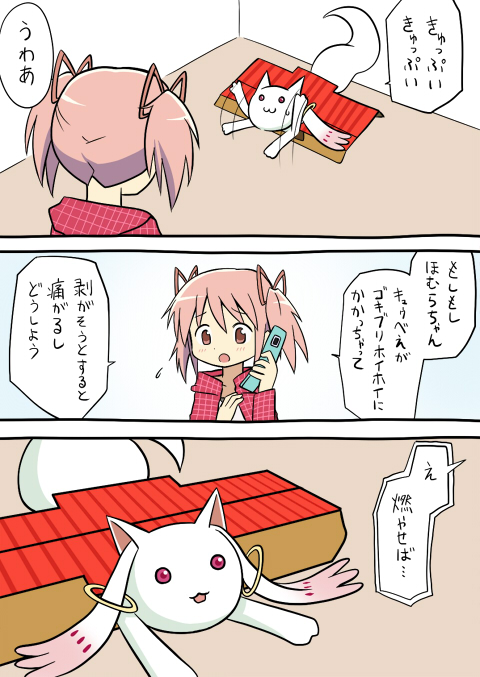 kaname madoka and kyubey (mahou shoujo madoka magica and 1 more) drawn by rikugou_(rikugou-dou)