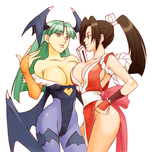 morrigan aensland and shiranui mai (the king of fighters and 2 more) drawn by yuzuka_(citron619077)