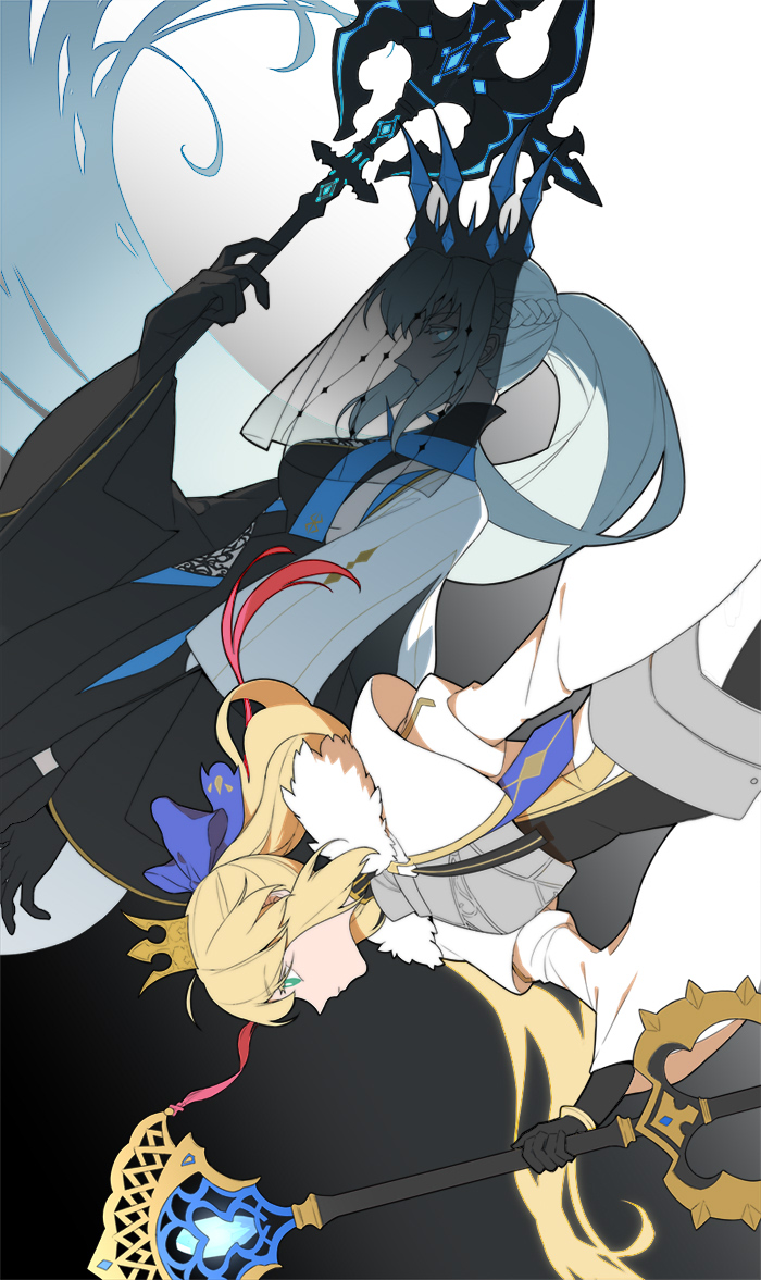 artoria pendragon, morgan le fay, and artoria caster (fate and 1 more) drawn by ann_(ann606)