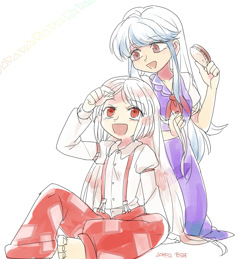 fujiwara no mokou and kamishirasawa keine (touhou) drawn by furukawa_(yomawari)