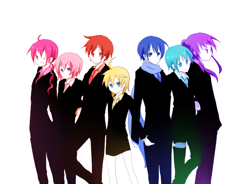 kaito, kamui gakupo, hatsune mikuo, kasane ted, akaito, and 2 more (vocaloid and 1 more) drawn by bisuko_(bisco_mm)