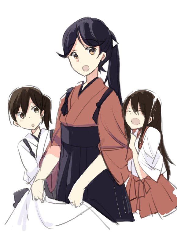 kaga, akagi, and houshou (kantai collection) drawn by takamachiya