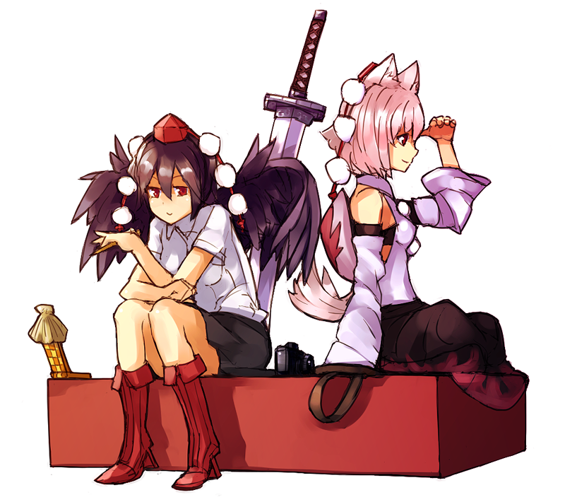 shameimaru aya and inubashiri momiji (touhou) drawn by nosuku