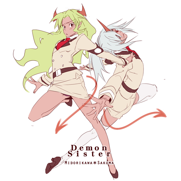 kneesocks, scanty, sakuma jirou, and midorikawa ryuuji (panty & stocking with garterbelt and 1 more) drawn by kiu_(la1961)