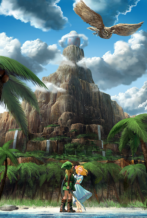 link, marin, and owl (the legend of zelda and 1 more) drawn by noba