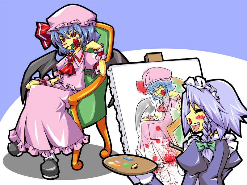 remilia scarlet and izayoi sakuya (touhou) drawn by ekus_(xo_ekus)