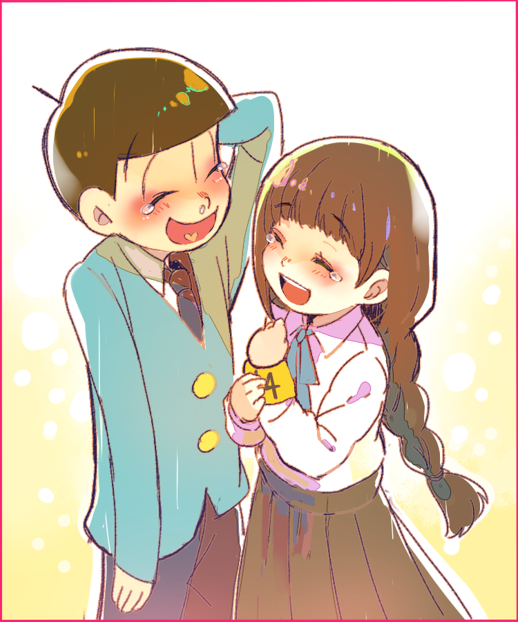 matsuno jyushimatsu and jyushimatsu's girlfriend (osomatsu and 1 more) drawn by mitsu_yomogi