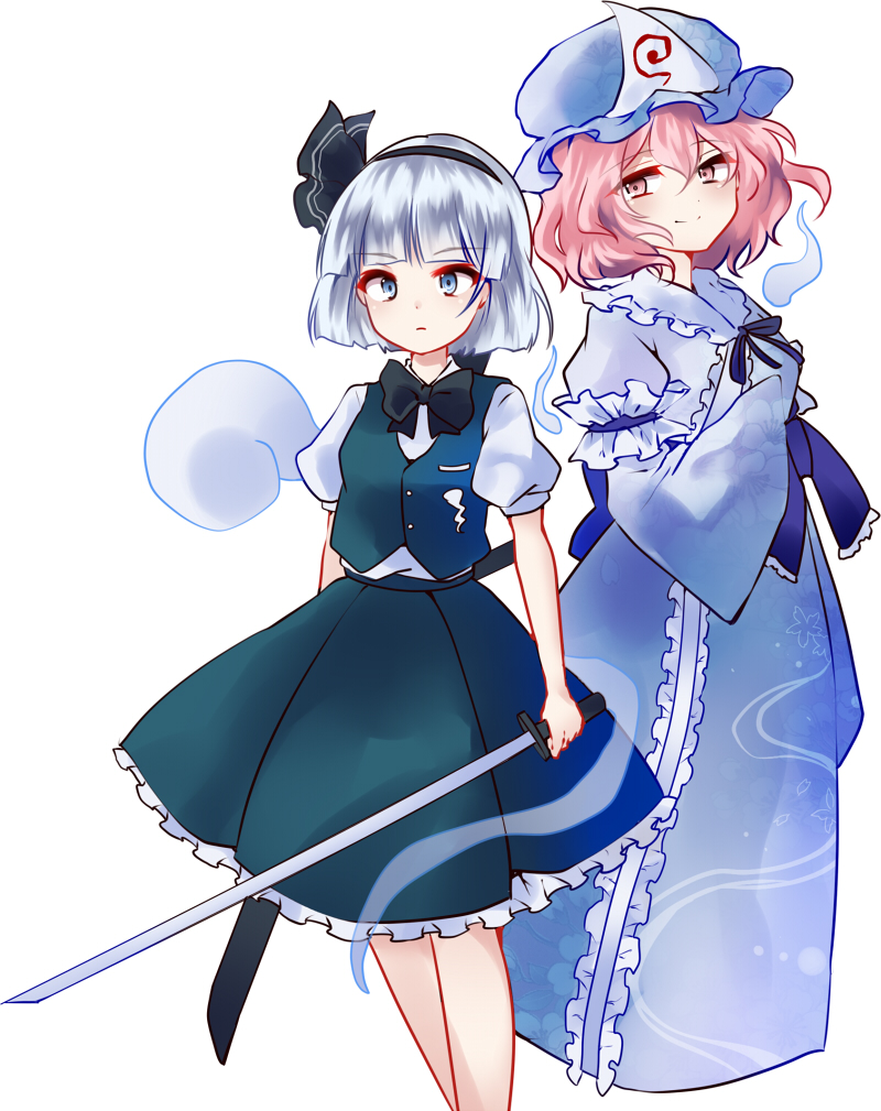 konpaku youmu and saigyouji yuyuko (touhou) drawn by uranaishi_(miraura)