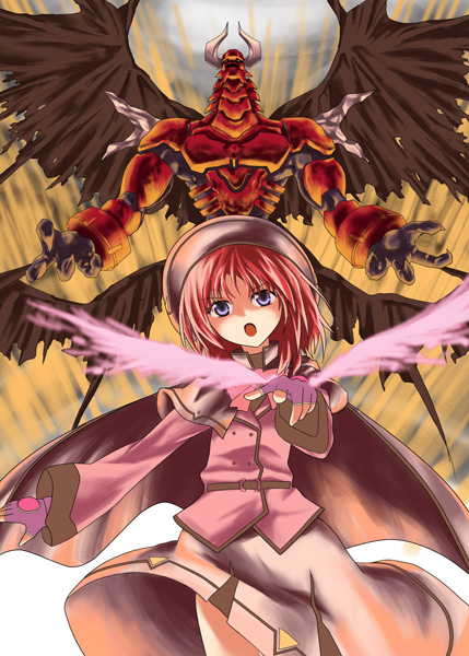 caro ru lushe, kerykeion, and voltaire (lyrical nanoha and 1 more) drawn by kaeru_(kaerism)