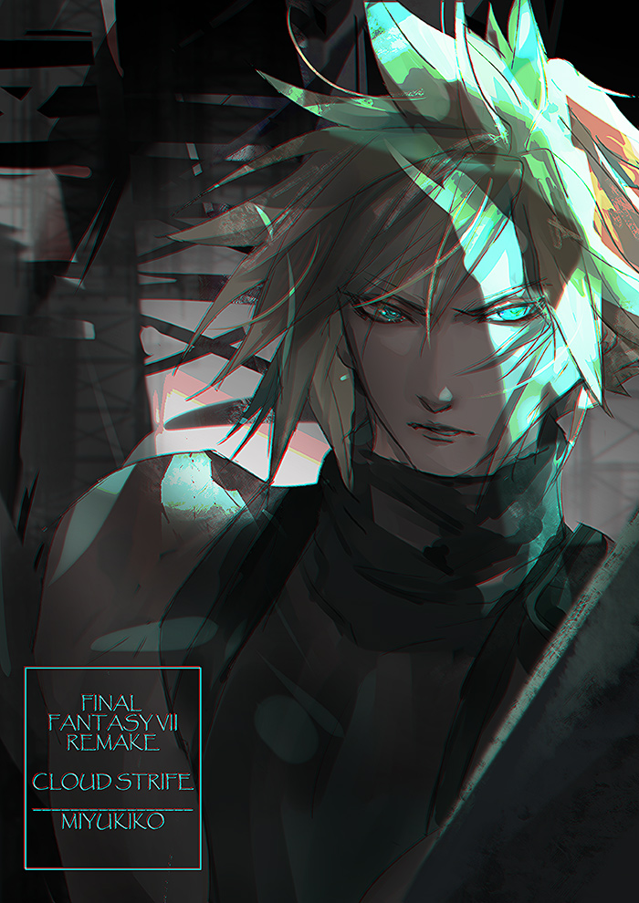 cloud strife (final fantasy and 2 more) drawn by miyukiko